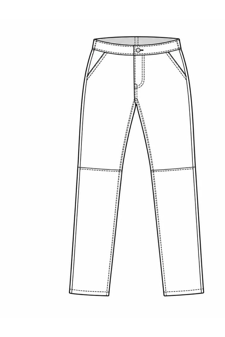 Panel trousers flat sketch before rendering