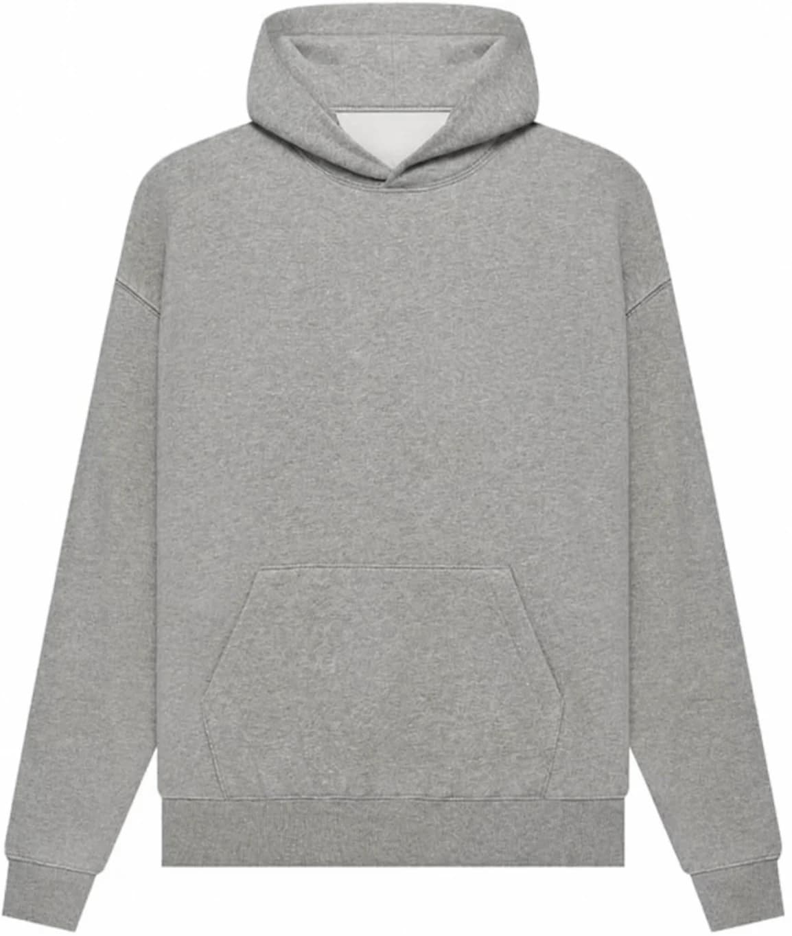 Gray pullover hoodie garment reference.